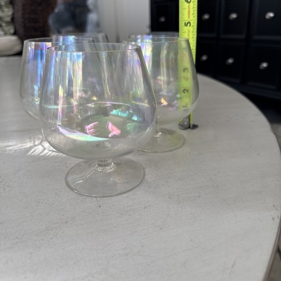 Set Of 5 Vintage Iridescent Luster 4 1/2" Cognac Brandy Snifter Glass RARE - Picture 4 of 6